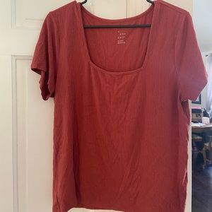 Ribbed Square Neck T-Shirt